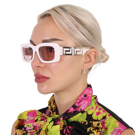 Versace Pink Rectangular Ladies Sunglasses 